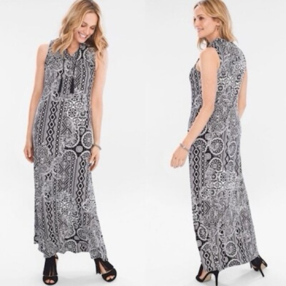 Chico's Monochrome Geometric Maxi Dress